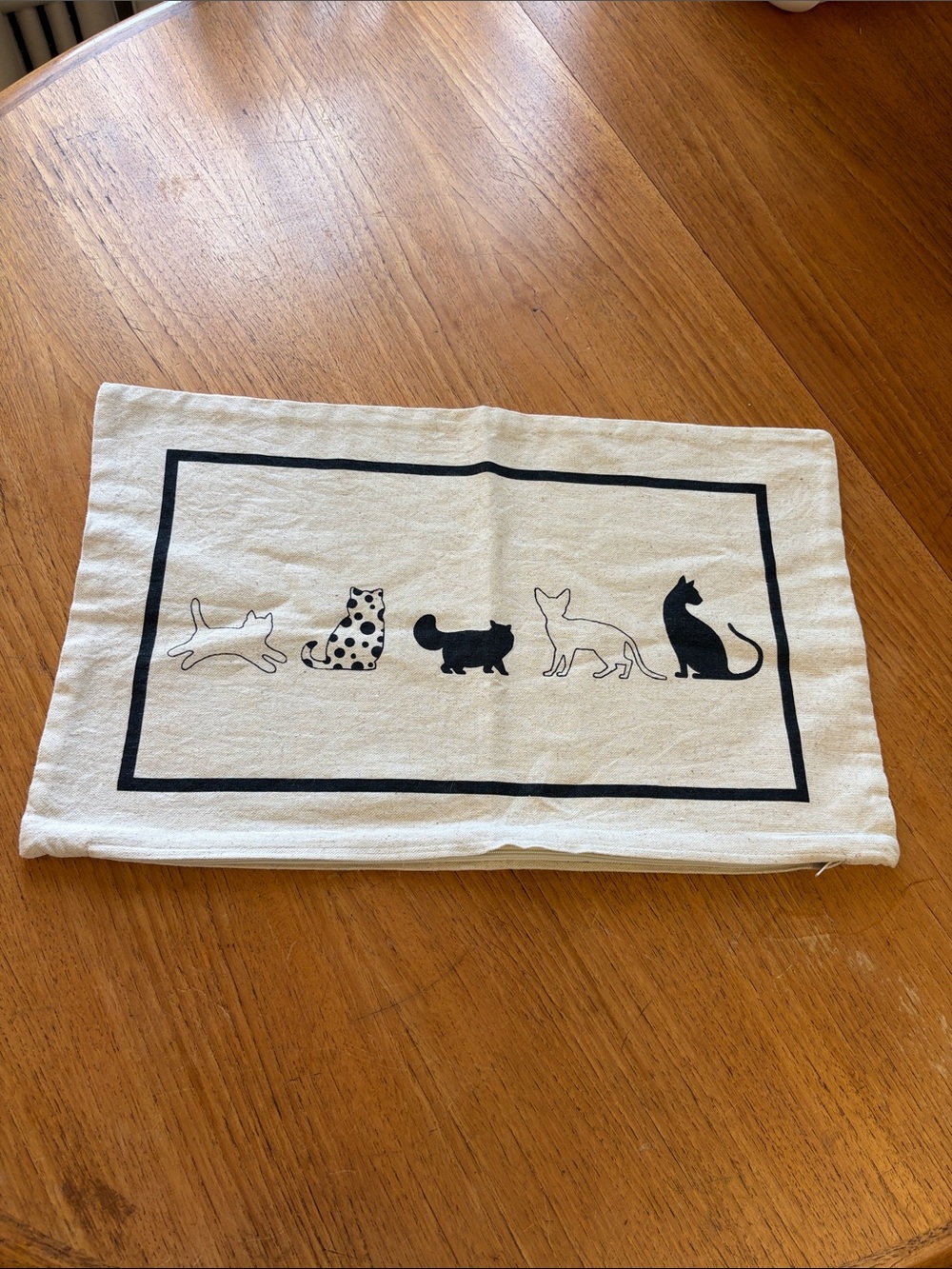 Cat Silhouette Pillow cover in Black on Cream